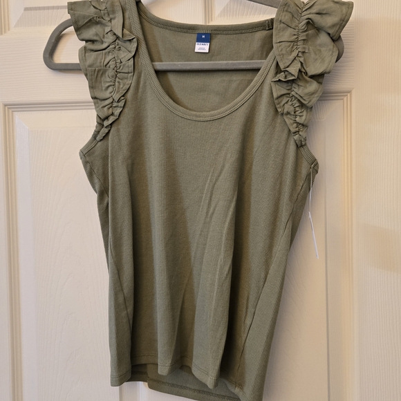 Old Navy Olive Ruffled Tank Top - Picture 1 of 6